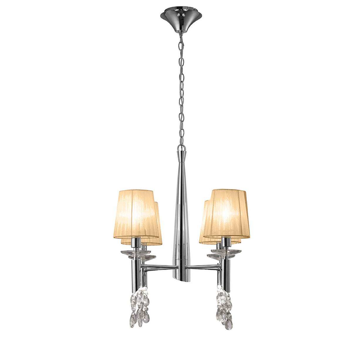 Tiffany 8 Light Crystal Chandelier - Chrome With Bronze Shades