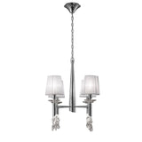 Tiffany 8 Light Crystal Chandelier - Chrome With White Shades