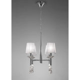 Tiffany 8 Light Crystal Chandelier - Chrome With White Shades