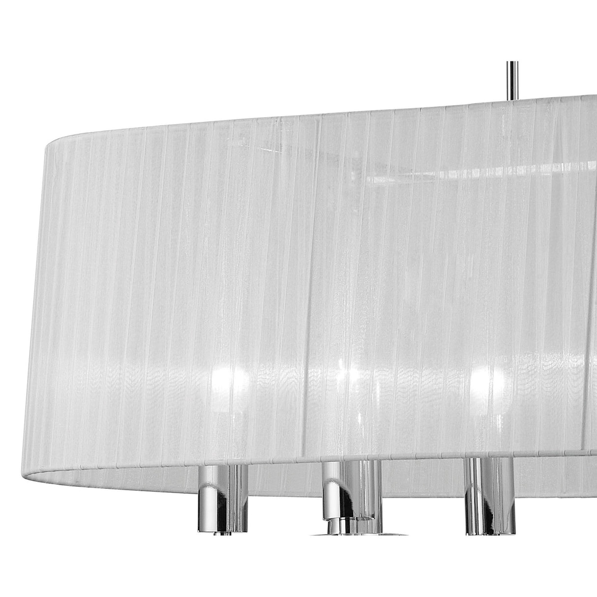 Tiffany Oval 8 Light Crystal Chandelier - Chrome With White Shade