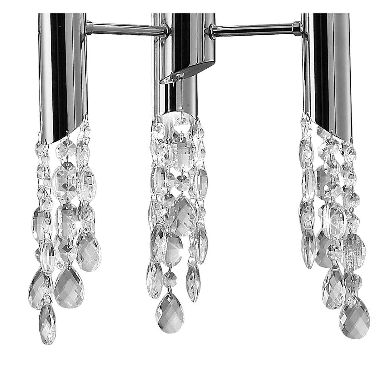 Tiffany Oval 8 Light Crystal Chandelier - Chrome With Cream Shade
