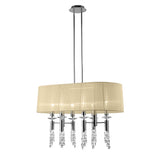 Tiffany Oval 8 Light Crystal Chandelier - Chrome With Cream Shade