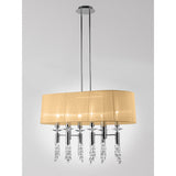 Tiffany Oval 8 Light Crystal Chandelier - Chrome With Bronze Shade