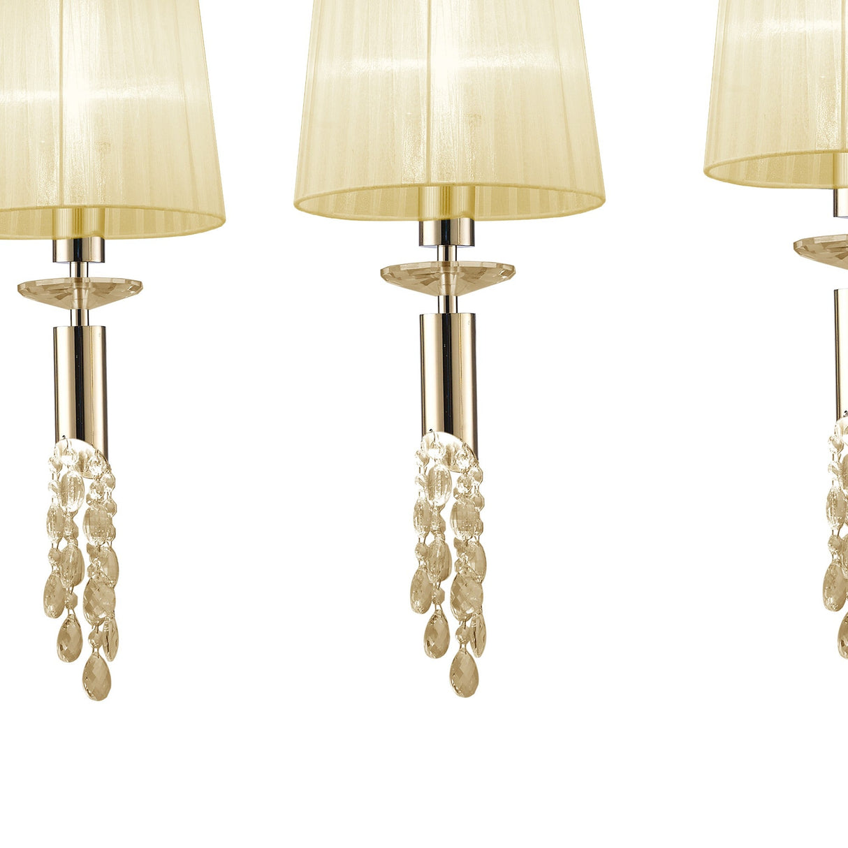 Tiffany 6 Light Crystal Bar Pendant Light -  Gold With Cream Shades