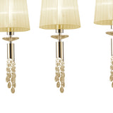 Tiffany 6 Light Crystal Bar Pendant Light -  Gold With Cream Shades
