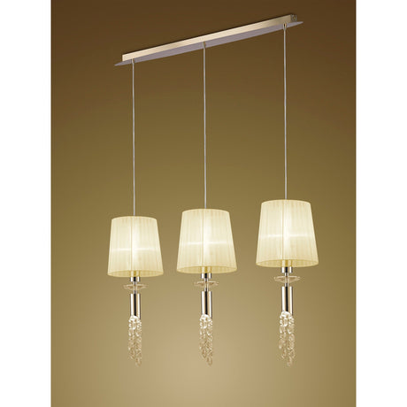 Tiffany 6 Light Crystal Bar Pendant Light -  Gold With Cream Shades