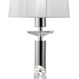 Tiffany 6 Light Crystal Bar Pendant Light - Chrome With White Shades