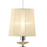 Tiffany 6 Light Crystal Bar Pendant Light - Chrome With Cream Shades