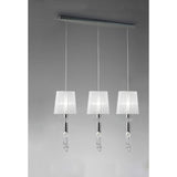 Tiffany 6 Light Crystal Bar Pendant Light - Chrome With White Shades