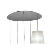 Tiffany 5 Light Crystal Cluster Pendant Light - Chrome With White Shades