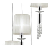 Tiffany 5 Light Crystal Cluster Pendant Light - Chrome With White Shades