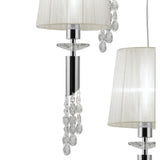 Tiffany 5 Light Crystal Cluster Pendant Light - Chrome With White Shades