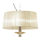 Tiffany 4 Light Crystal Pendant Light – French Gold With Cream Shade