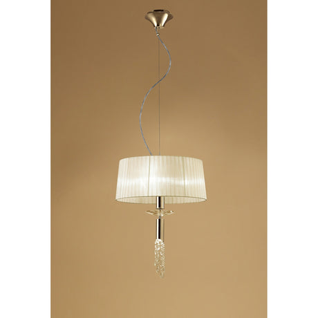 Tiffany 4 Light Crystal Pendant Light – French Gold With Cream Shade