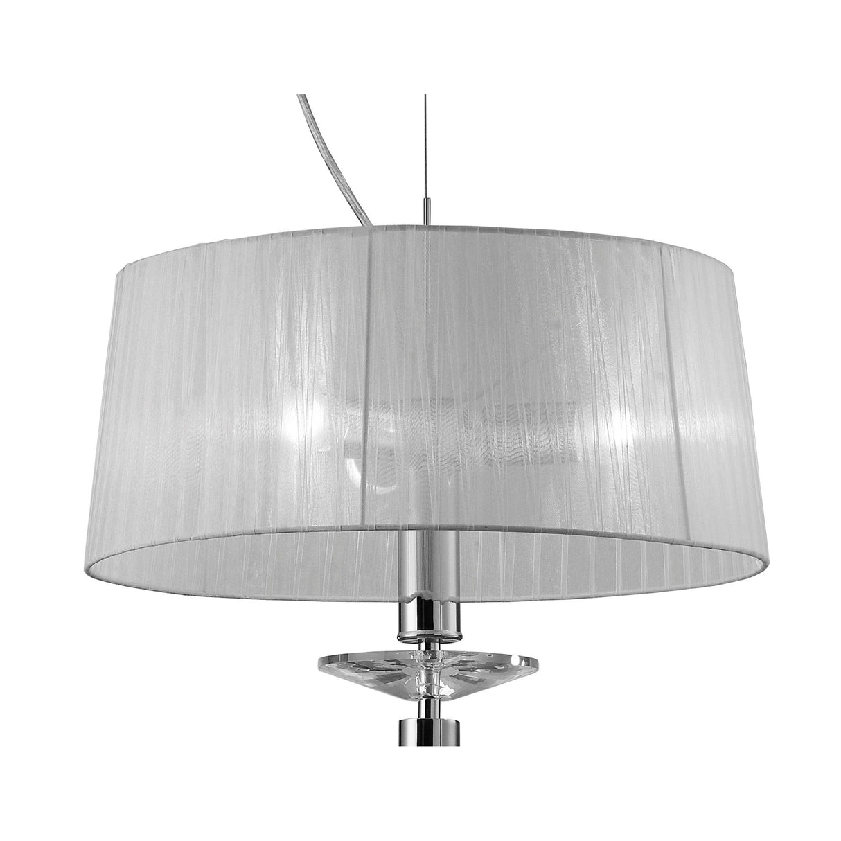Tiffany 4 Light Crystal Pendant Light – Polished Chrome With White Shade