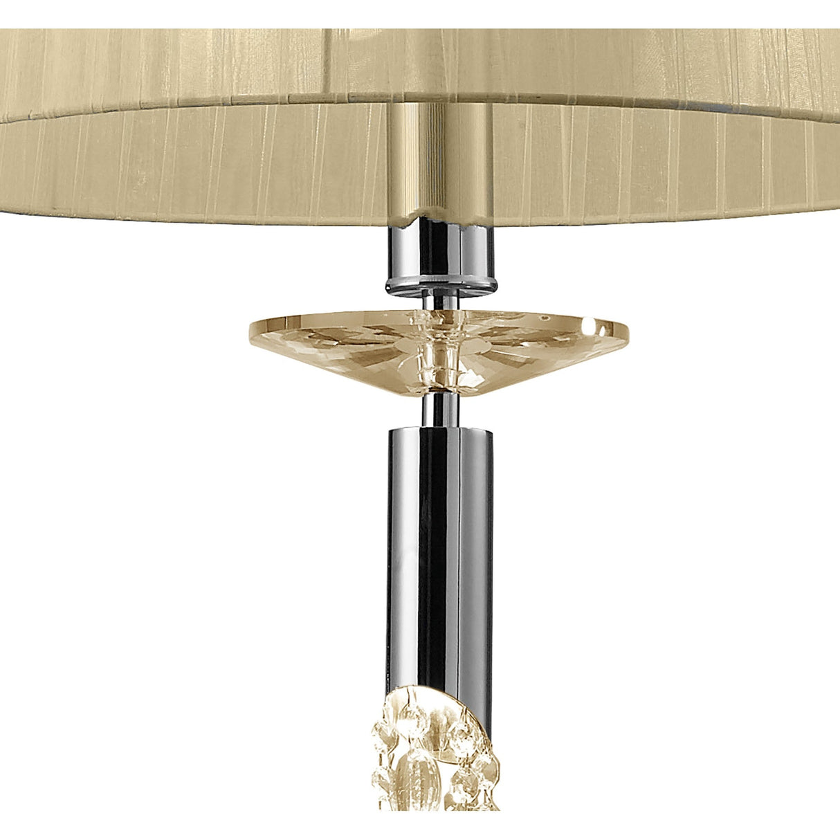 Tiffany 4 Light Crystal Pendant Light – Polished Chrome With Cream Shade