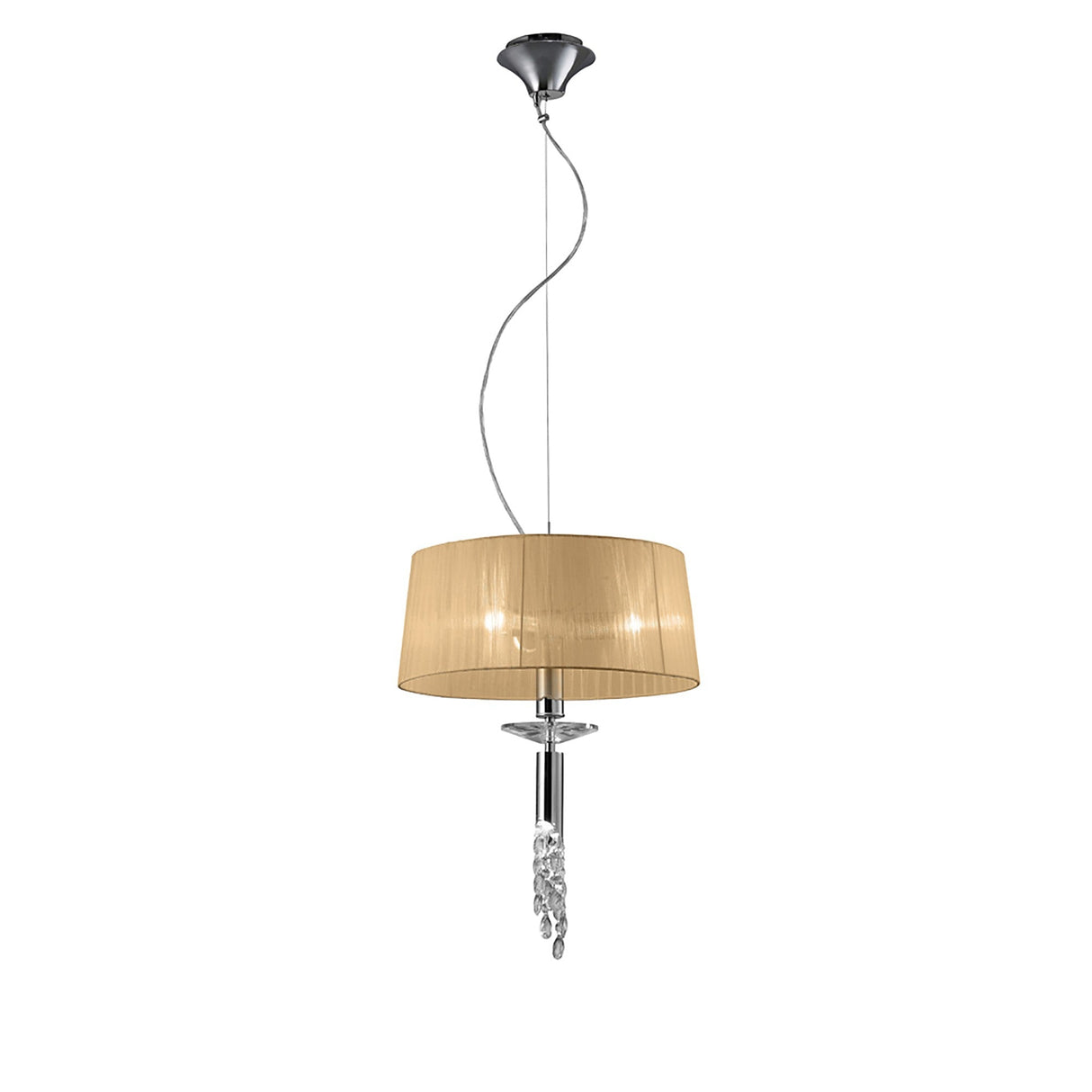 Tiffany 4 Light Crystal Pendant Light – Polished Chrome With Soft Bronze Shade