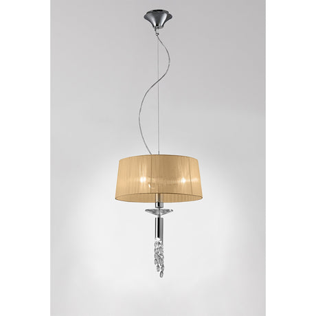 Tiffany 4 Light Crystal Pendant Light – Polished Chrome With Soft Bronze Shade