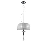 Tiffany 4 Light Crystal Pendant Light – Polished Chrome With White Shade