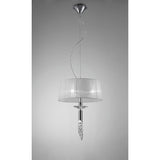 Tiffany 4 Light Crystal Pendant Light – Polished Chrome With White Shade