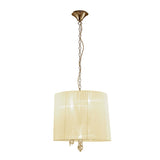 Tiffany 6 Light Crystal Pendant Light – French Gold With Cream Shade