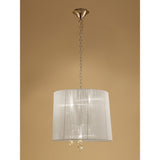 Tiffany 6 Light Crystal Pendant Light – French Gold With Cream Shade