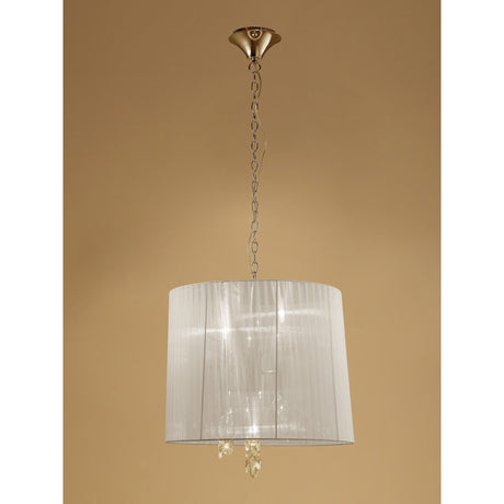 Tiffany 6 Light Crystal Pendant Light – French Gold With Cream Shade