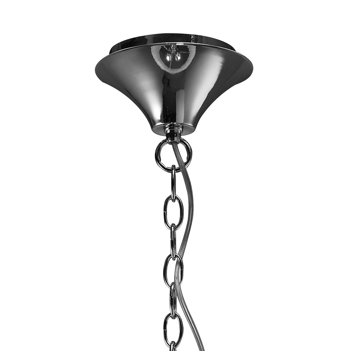 Tiffany 6 Light Crystal Pendant Light – Polished Chrome With White Shade