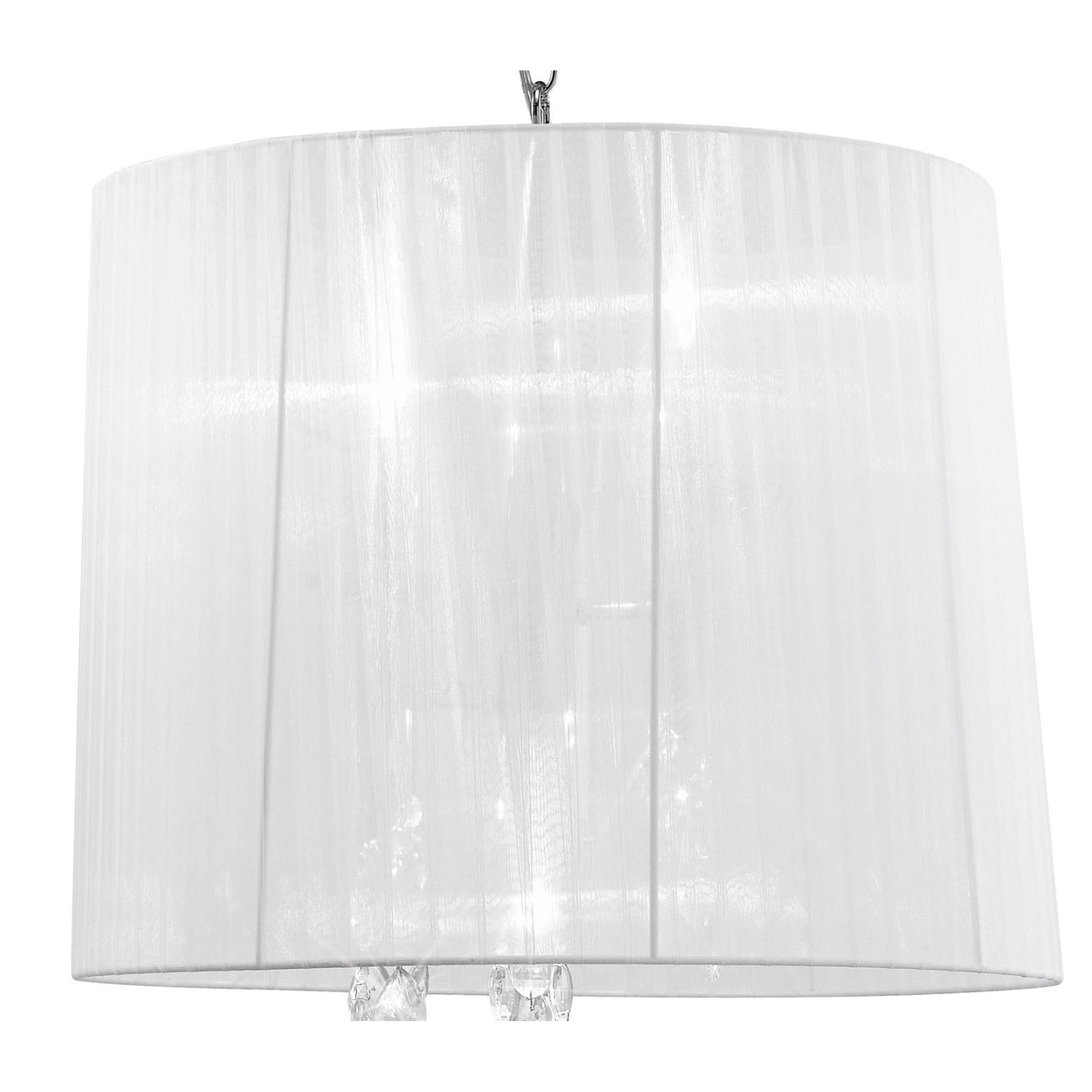 Tiffany 6 Light Crystal Pendant Light – Polished Chrome With White Shade