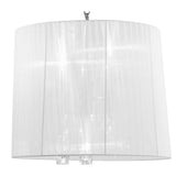 Tiffany 6 Light Crystal Pendant Light – Polished Chrome With White Shade