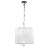 Tiffany 6 Light Crystal Pendant Light – Polished Chrome With White Shade