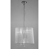 Tiffany 6 Light Crystal Pendant Light – Polished Chrome With White Shade