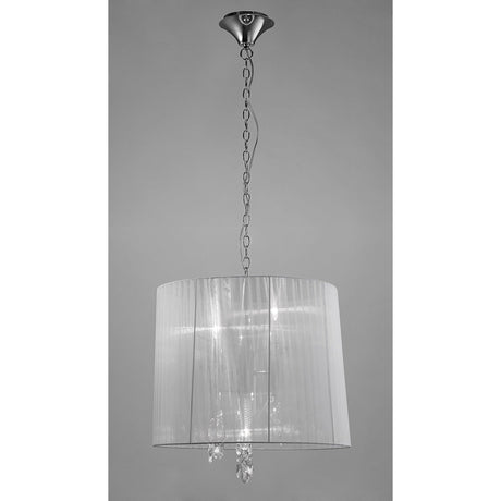 Tiffany 6 Light Crystal Pendant Light – Polished Chrome With White Shade