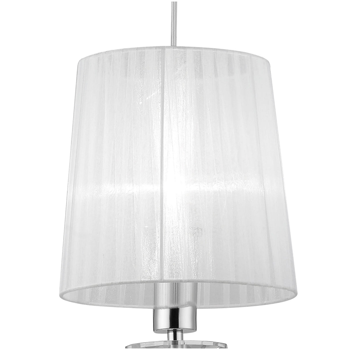 Tiffany 2 Light Crystal Pendant Light – Polished Chrome With White Shade