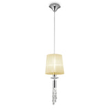 Tiffany 2 Light Crystal Pendant Light – Polished Chrome With Cream Shade