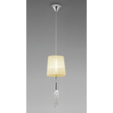 Tiffany 2 Light Crystal Pendant Light – Polished Chrome With Cream Shade