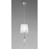 Tiffany 2 Light Crystal Pendant Light – Polished Chrome With White Shade