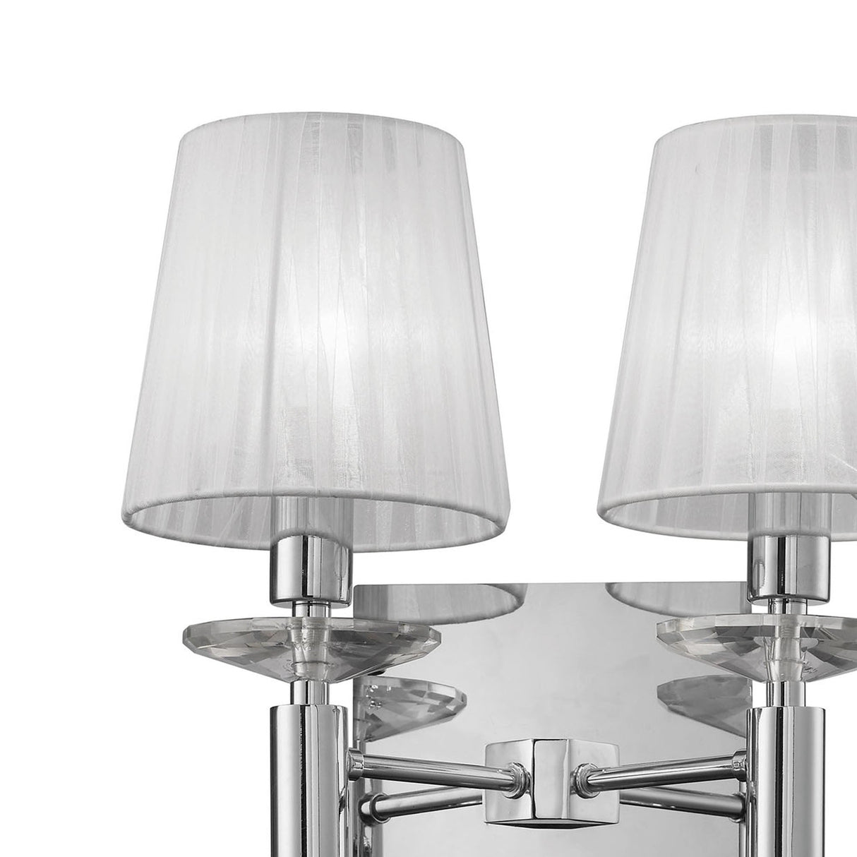 Tiffany 4 Light Crystal Wall Light With Switch - Chrome With White Shades