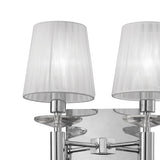 Tiffany 4 Light Crystal Wall Light With Switch - Chrome With White Shades