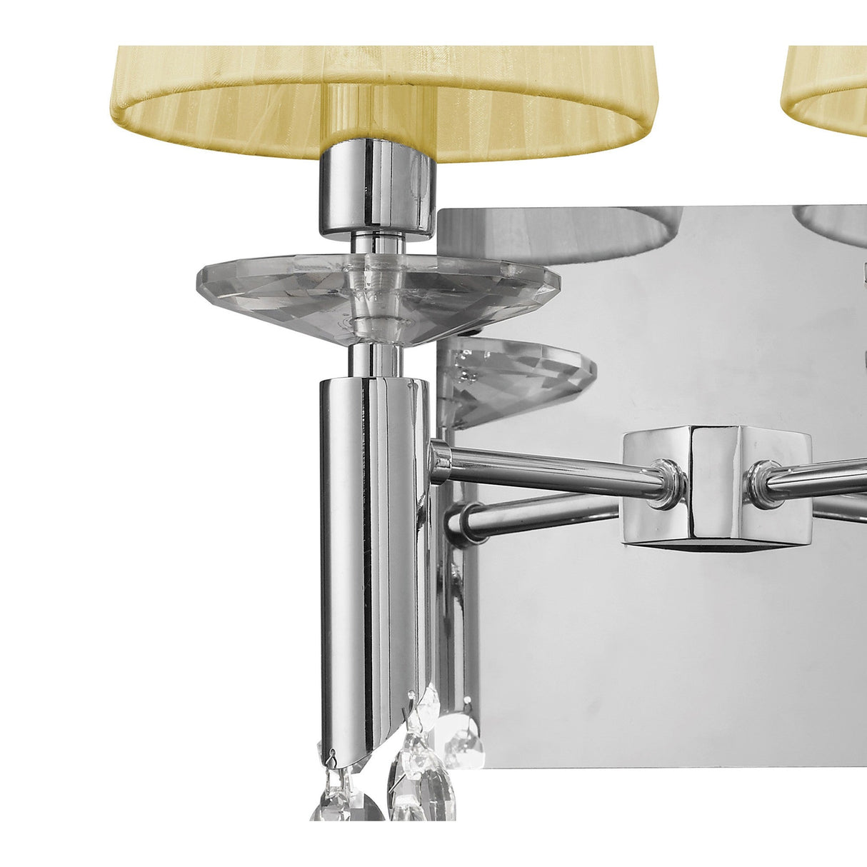 Tiffany 4 Light Crystal Wall Light With Switch - Chrome With Cream Shades