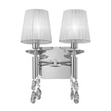 Tiffany 4 Light Crystal Wall Light With Switch - Chrome With White Shades