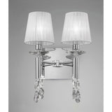 Tiffany 4 Light Crystal Wall Light With Switch - Chrome With White Shades