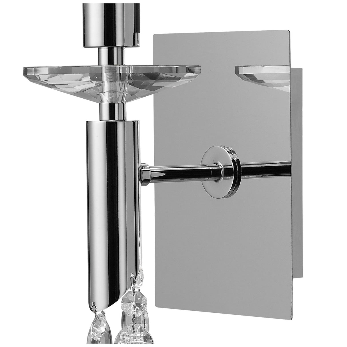 Tiffany 2 Light Crystal Wall Light With Switch - Chrome With Cream Shade