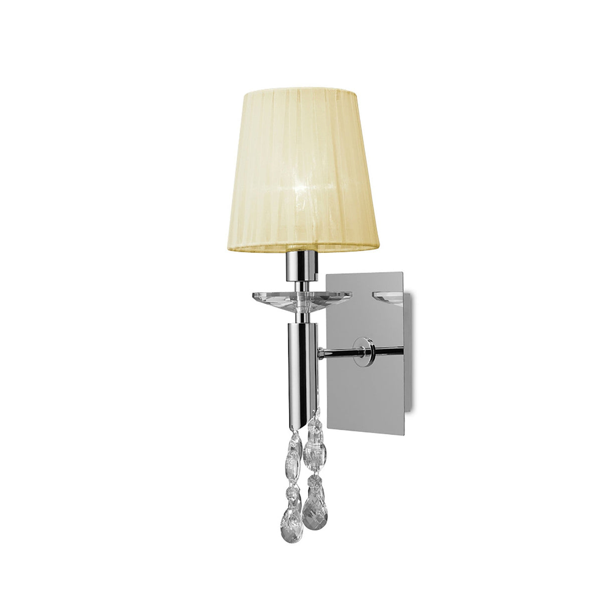 Tiffany 2 Light Crystal Wall Light With Switch - Chrome With Cream Shade