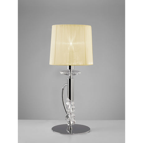Tiffany 2 Light Crystal Table Lamp - Chrome With Cream Shade