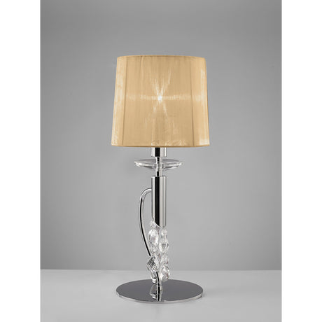 Tiffany 2 Light Crystal Table Lamp - Chrome With Soft Bronze Shade