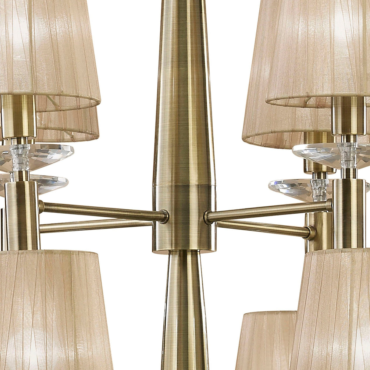 Tiffany 2 Tier 24 Light Crystal Chandelier - Brass With Bronze Shades