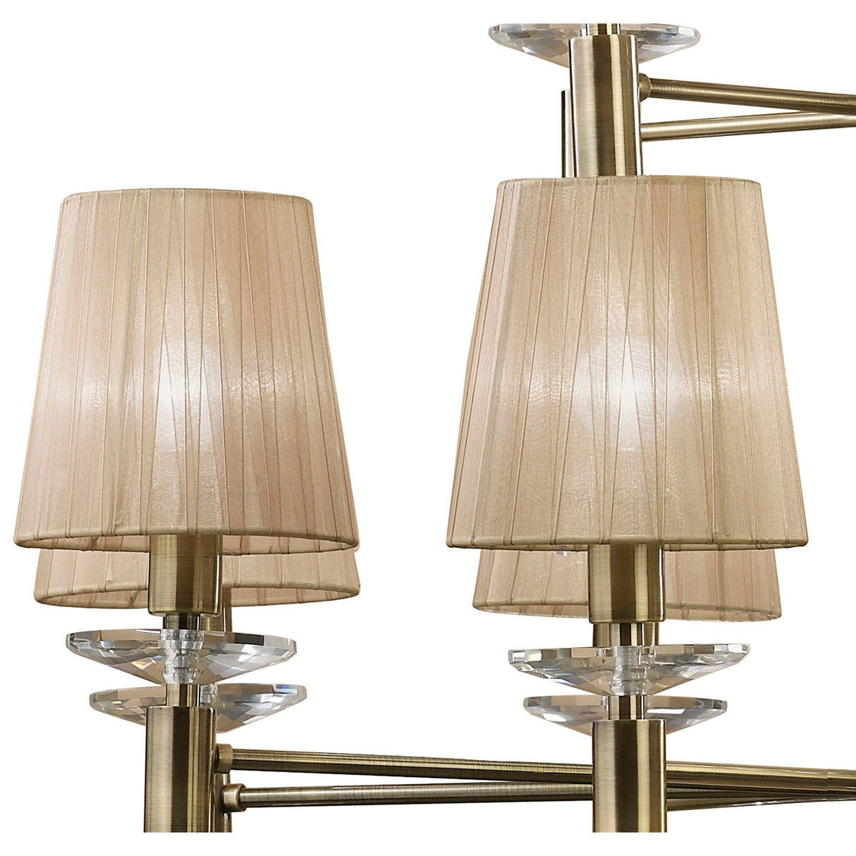 Tiffany 2 Tier 24 Light Crystal Chandelier - Brass With Bronze Shades