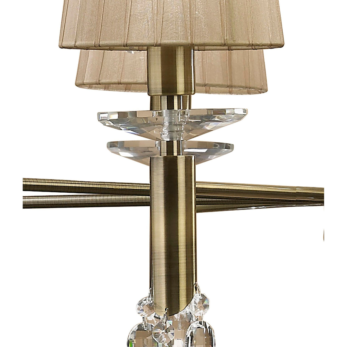 Tiffany 2 Tier 24 Light Crystal Chandelier - Brass With Bronze Shades