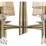 Tiffany 12 Light Crystal Chandelier - Brass With Bronze Shades